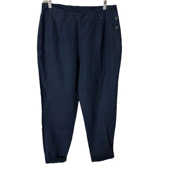 Seasalt Cornwall Nanterrow Tapered Trouser Womens US 8 Blue Cotton Linen Pants - Picture 1 of 11